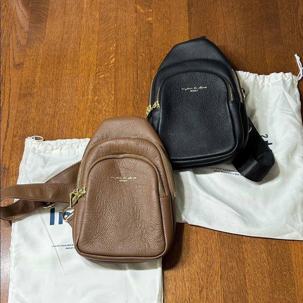 NWOT Stylish Black and Brown Genuine Leather Crossbody Bags You Get Both!